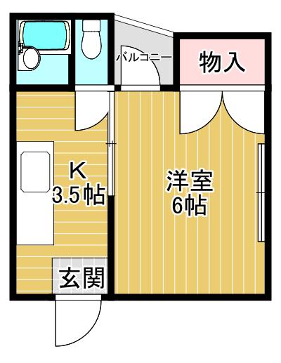 イデアル霊屋下(1K/2階)の間取り写真