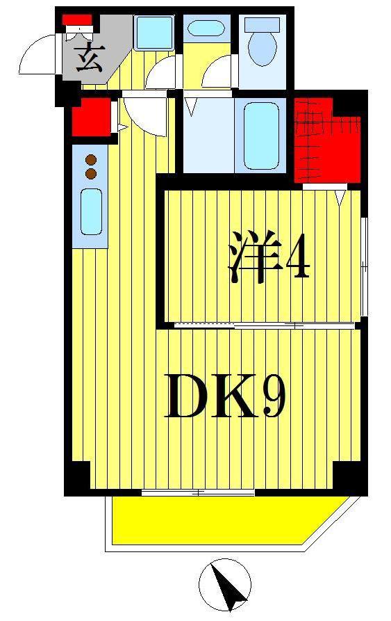 フェリーチェ東中山(1DK/2階)の間取り写真