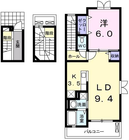 ブルック駅西(1LDK/3階)の間取り写真