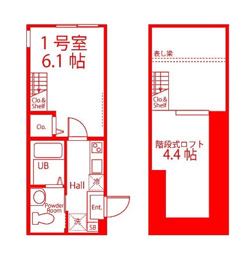 ハーミットクラブハウスT-ONE(1K/2階)の間取り写真