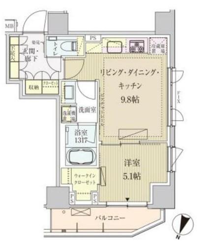 パークアクシス赤坂見附(1LDK/12階)の間取り写真