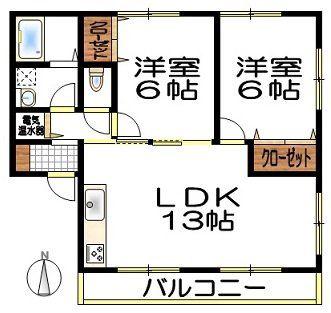 ライラック一丁目(2LDK/2階)の間取り写真