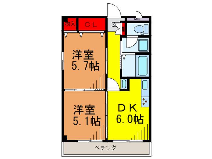 グラースビ高島平(2DK/3階)の間取り写真