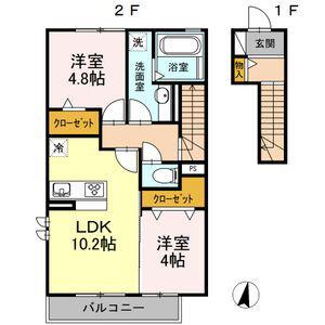 メゾンドオランジュ(2LDK/2階)の間取り写真