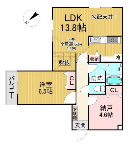 VIVACE(1SLDK/2階)の間取り写真