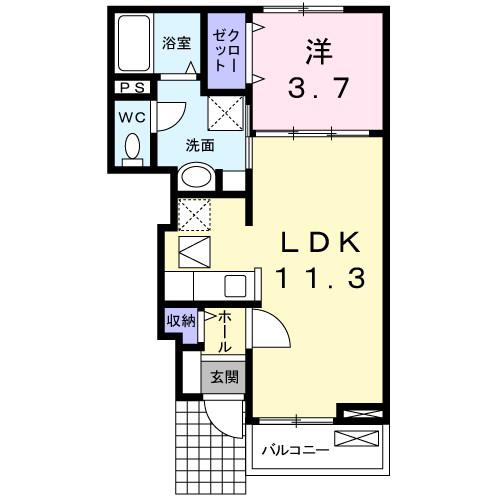 エルバウト(1LDK/1階)の間取り写真