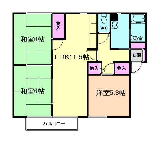 エクセルコート池田(3LDK/2階)の間取り写真