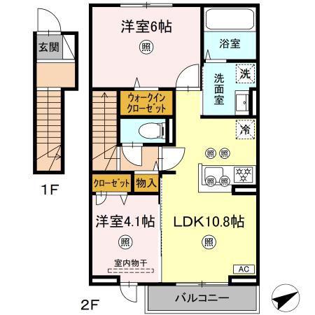 ソレアード B(2LDK/2階)の間取り写真