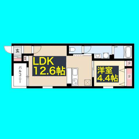 サンクレール八田(1LDK/1階)の間取り写真