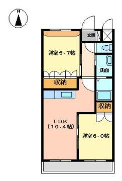 サンシャインガーデンTONAMI(2LDK/2階)の間取り写真
