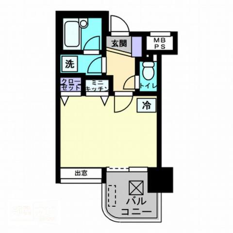 アルファコンフォート福岡西新(1K/6階)の間取り写真