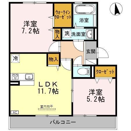 PICCOLO PINO島町 C棟(2LDK/2階)の間取り写真