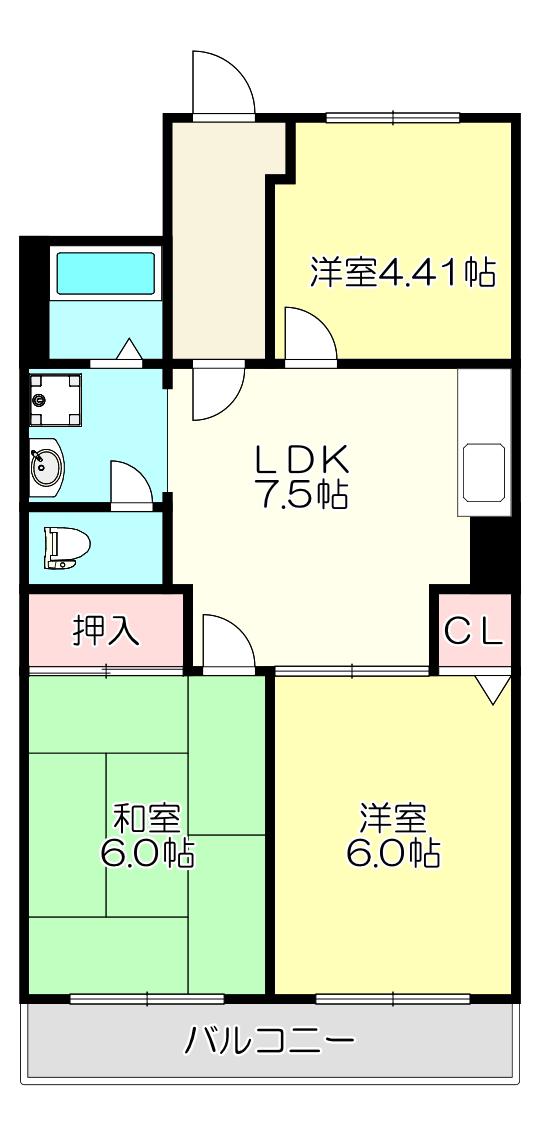 イシイハイツ(3DK/2階)の間取り写真
