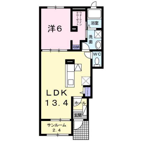 ソルティーロ.N(1LDK/1階)の間取り写真