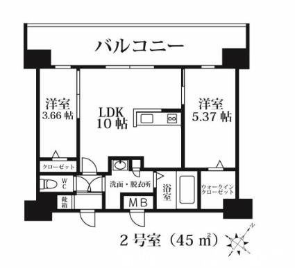 モダンパラッツォ天神AXIA(2LDK/13階)の間取り写真