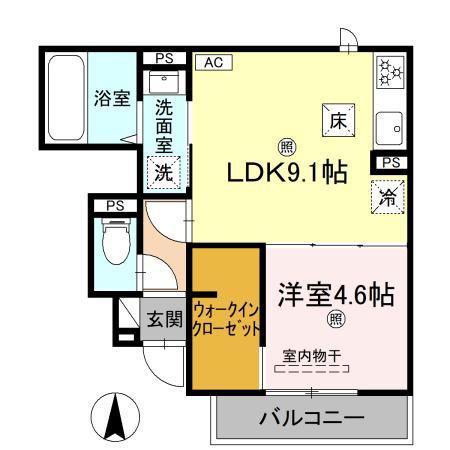 ソルメール・ワ(1LDK/1階)の間取り写真