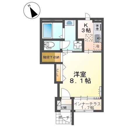 スターテラスII東川口町(1K/1階)の間取り写真
