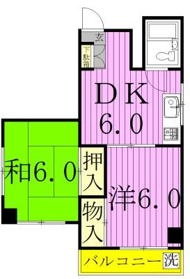 ジュネパレス新松戸第7(2DK/3階)の間取り写真