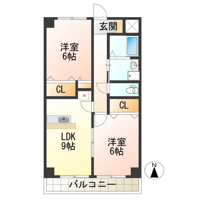 パット東原マンション(2LDK/3階)の間取り写真