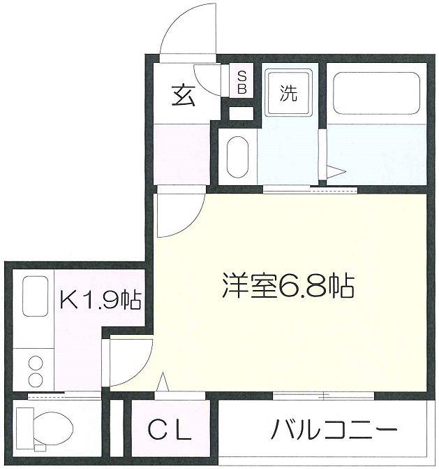 ZONNE江原町(1K/3階)の間取り写真