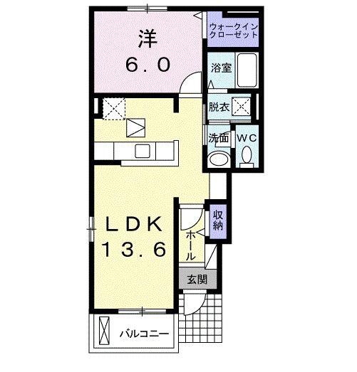 エスプラネード(1LDK/1階)の間取り写真