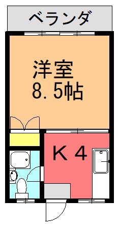 グリーンマンションI(1K/4階)の間取り写真