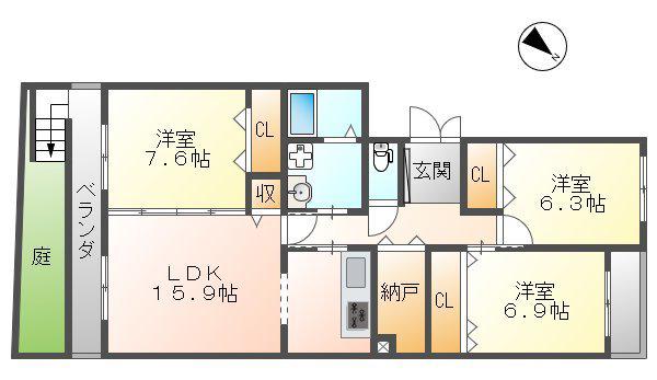 RUNOAS KOUSHIEN(3SLDK/2階)の間取り写真