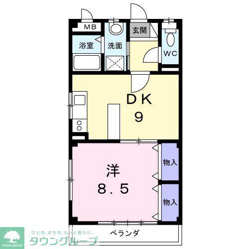 パークハイツ(1DK/2階)の間取り写真