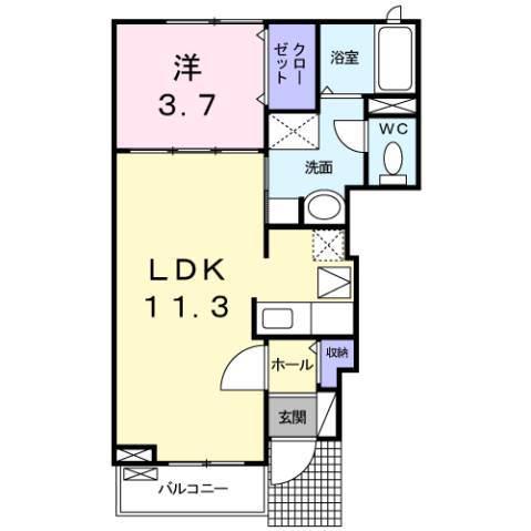 カーサプラシード(1LDK/1階)の間取り写真