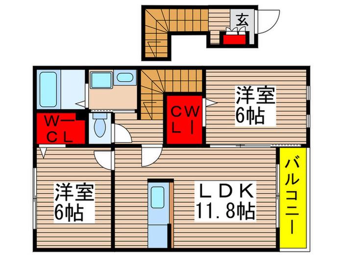 フィールドコートI(2LDK/2階)の間取り写真