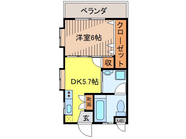 CASA MINAMI(1DK/2階)の間取り写真