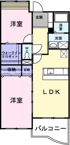 クレメンティア(2LDK/2階)の間取り写真