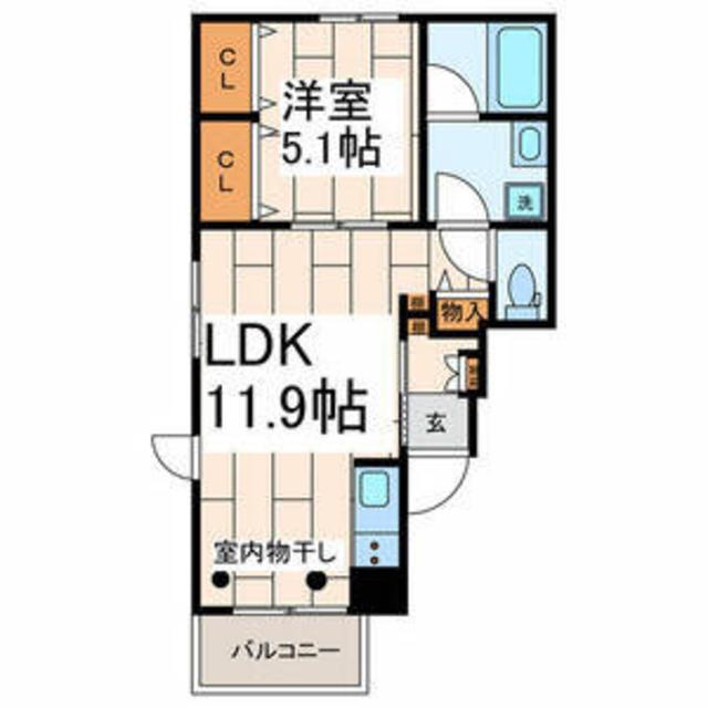 DEAR COURT AKABANE(1LDK/2階)の間取り写真