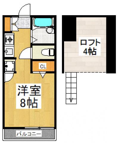 プランドール(ワンルーム/2階)の間取り写真