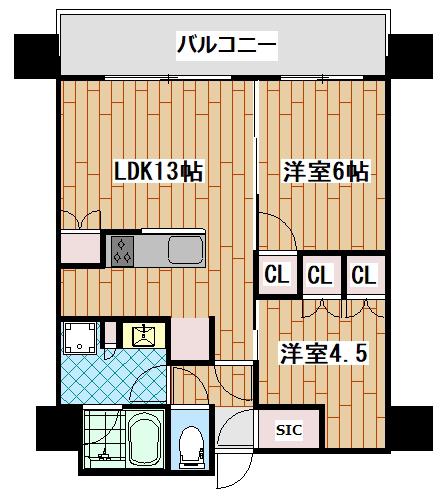 THE YOKOHAMA FRONT TOWER(2LDK/30階)の間取り写真