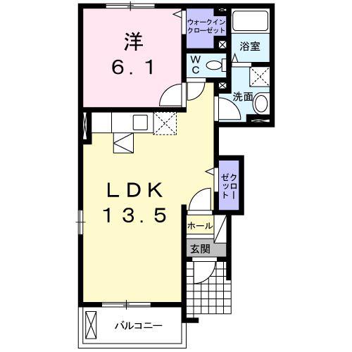 プラシードIV(1LDK/1階)の間取り写真