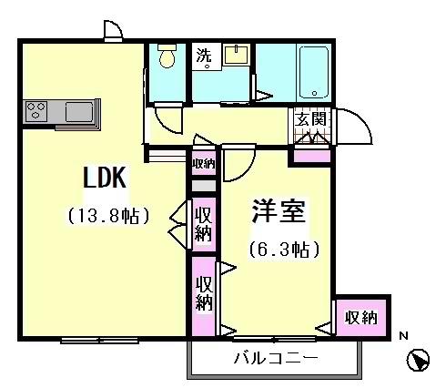 ヴァンベール大森I(1LDK/1階)の間取り写真