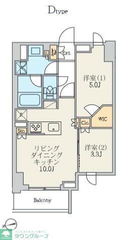 クレストコート北千住レジデンス(2LDK/10階)の間取り写真