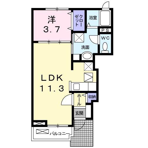 レジデンスK&B(1LDK/1階)の間取り写真
