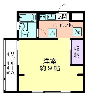 錦町ハイツ(1K/2階)の間取り写真