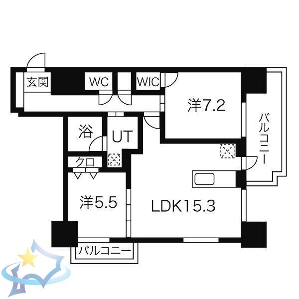 マストライフ南4条(2LDK/4階)の間取り写真