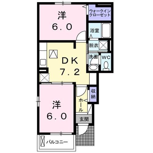 マーガレット・フォレスト(2DK/1階)の間取り写真