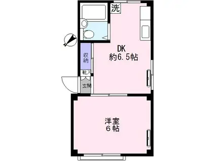 コスモハイム(1DK/2階)の間取り写真