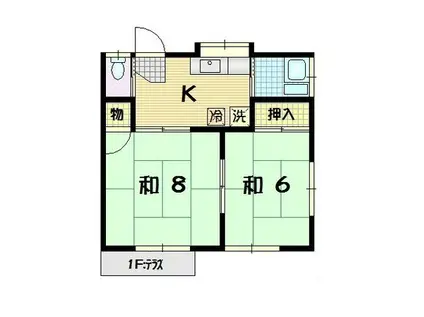 大栄荘(2K/1階)の間取り写真