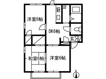 メロディーハイツA(3DK/1階)の間取り写真