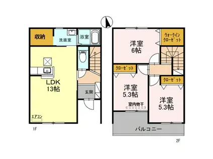 レディアンス熊谷II(3LDK/1階)の間取り写真