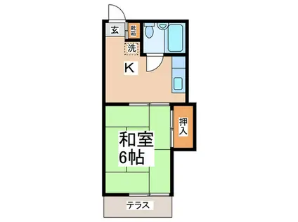 シティハイムI(1K/1階)の間取り写真