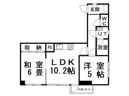 三共ユタカビル(2LDK/3階)の間取り写真