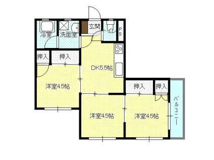 梅田マンション(3DK/3階)の間取り写真
