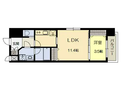 アンフイニXIII江坂江坂リュクス ENFINI 13 ESAKA LUX(1LDK/5階)の間取り写真